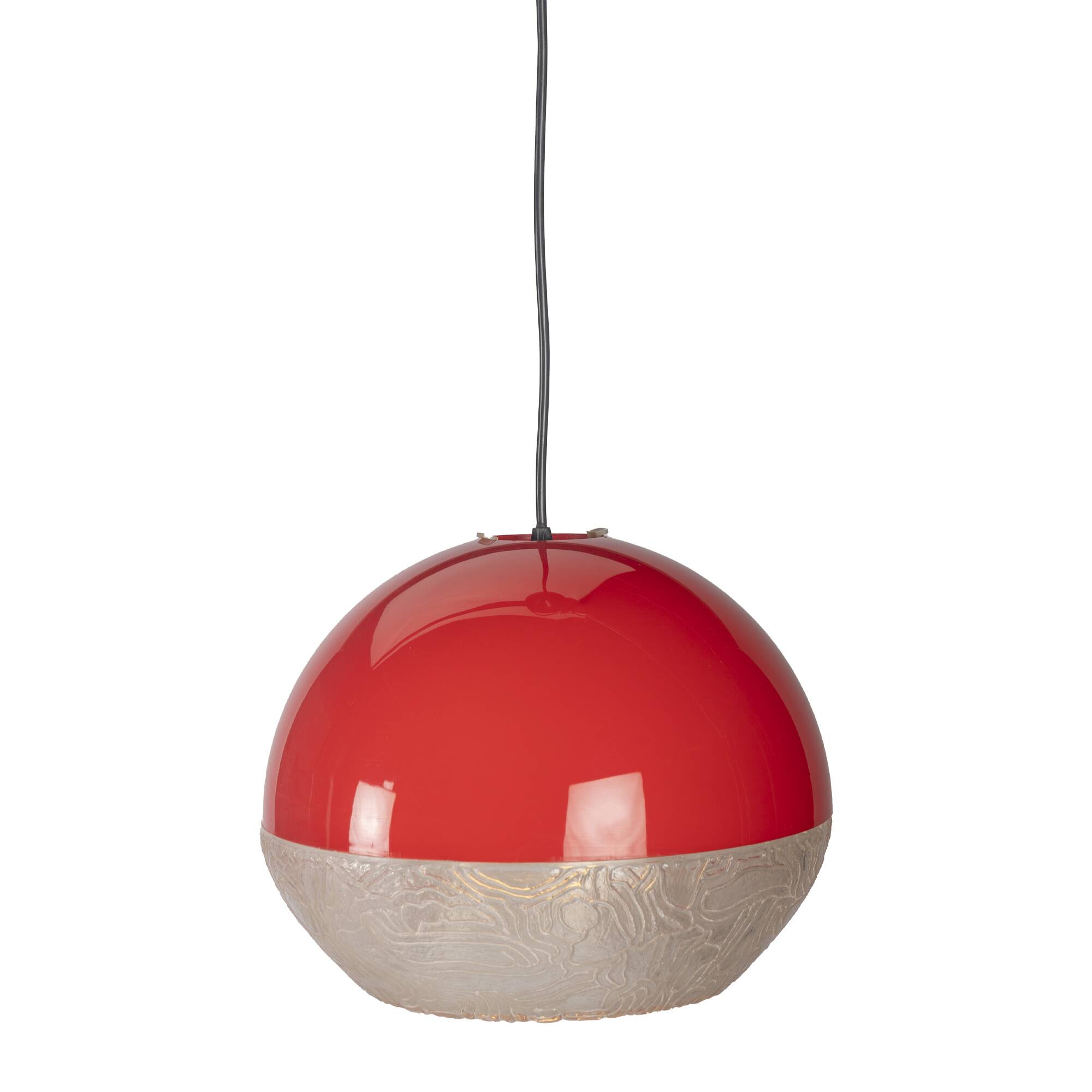 Red plastic ball space age pendant lamp