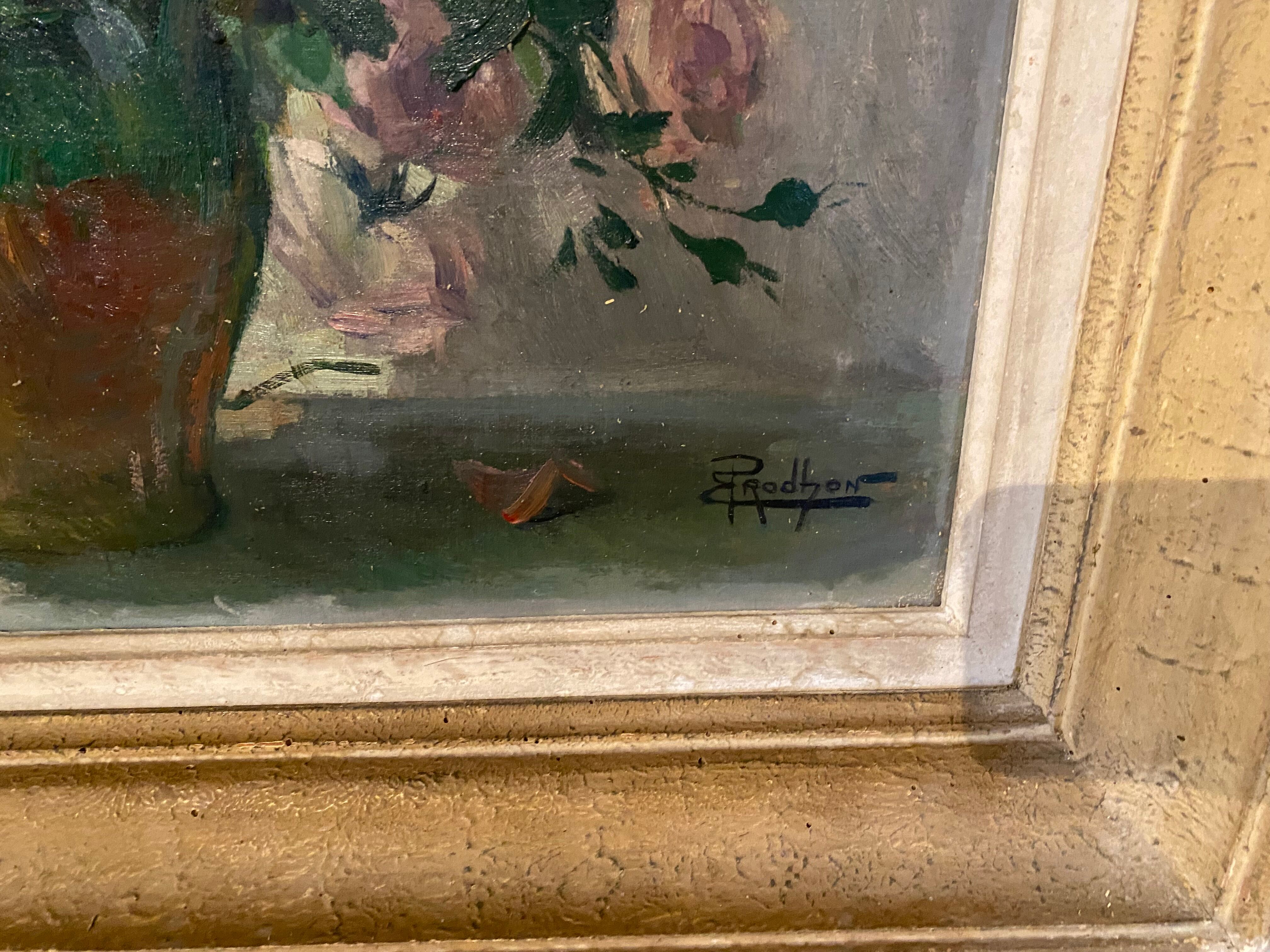 Painting 'Bouquet of roses' Emile Prodhon