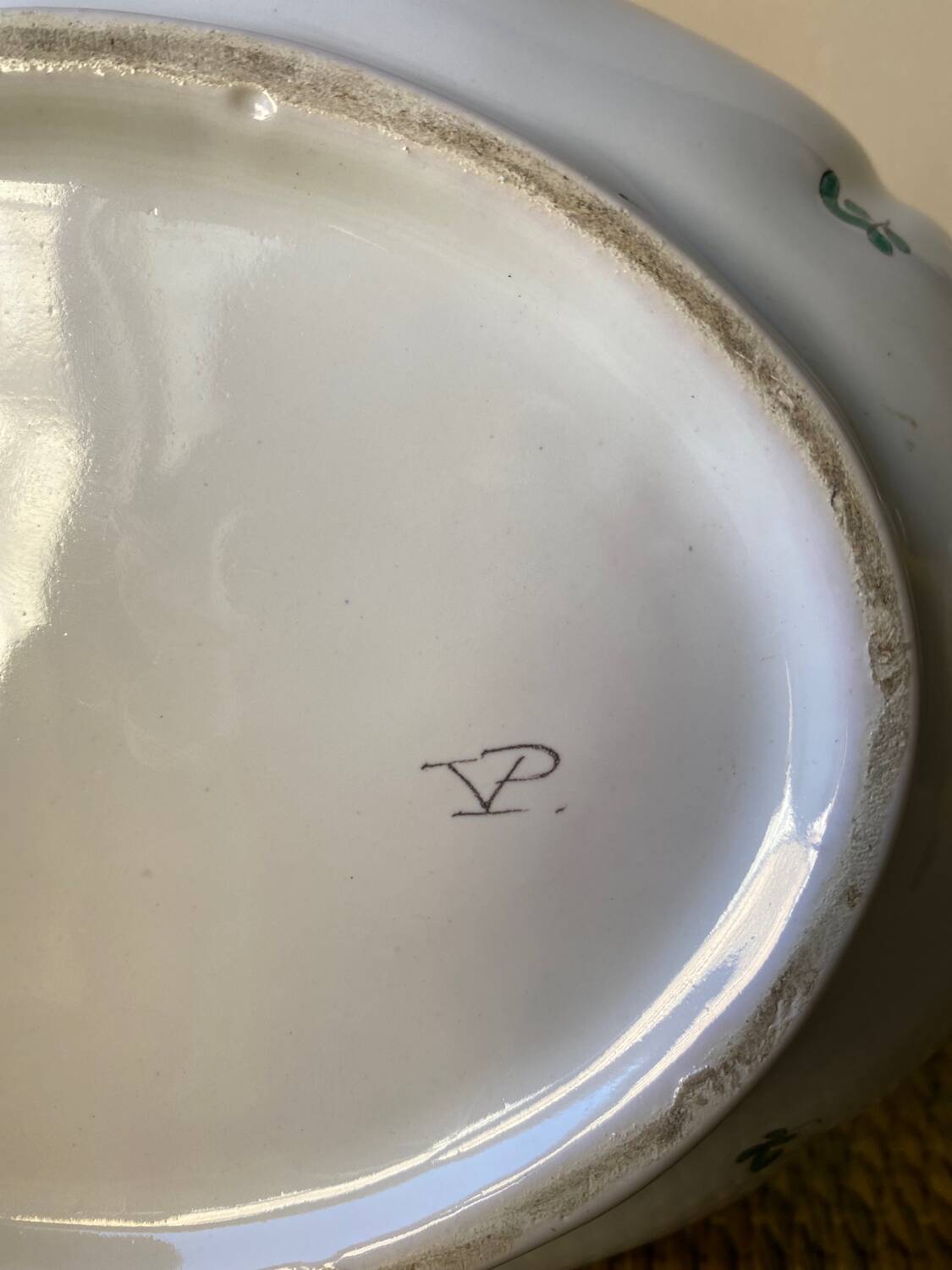 Signed earthenware vegetable dish