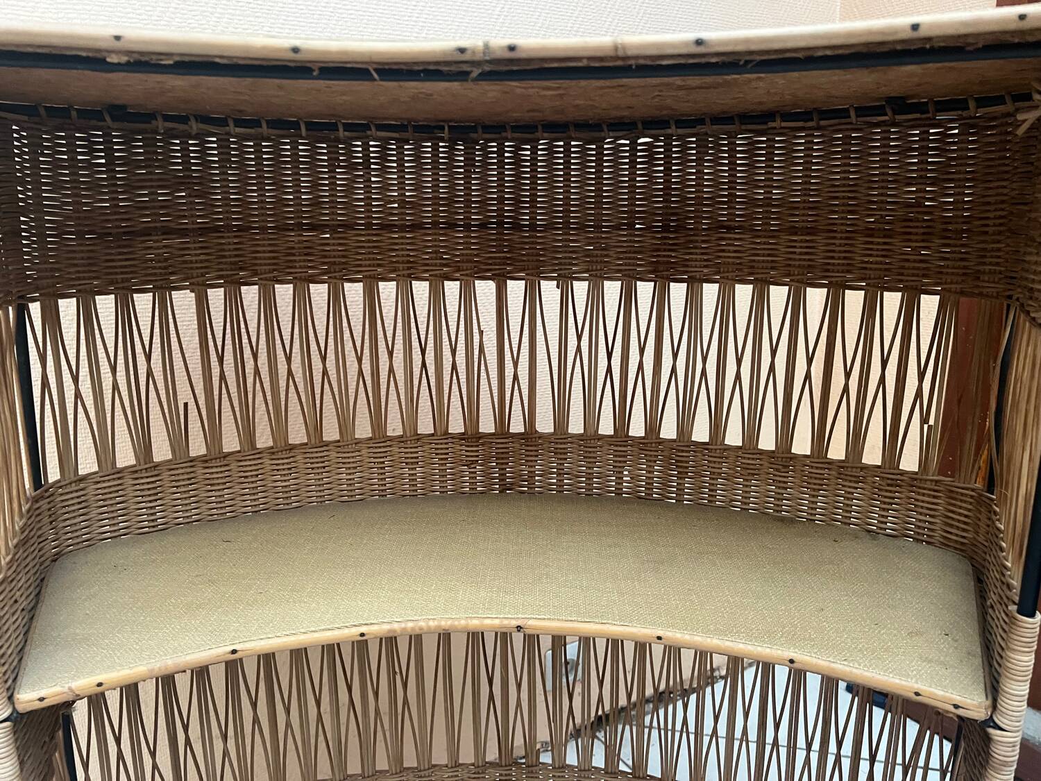 Vintage rattan and metal bar, 60s