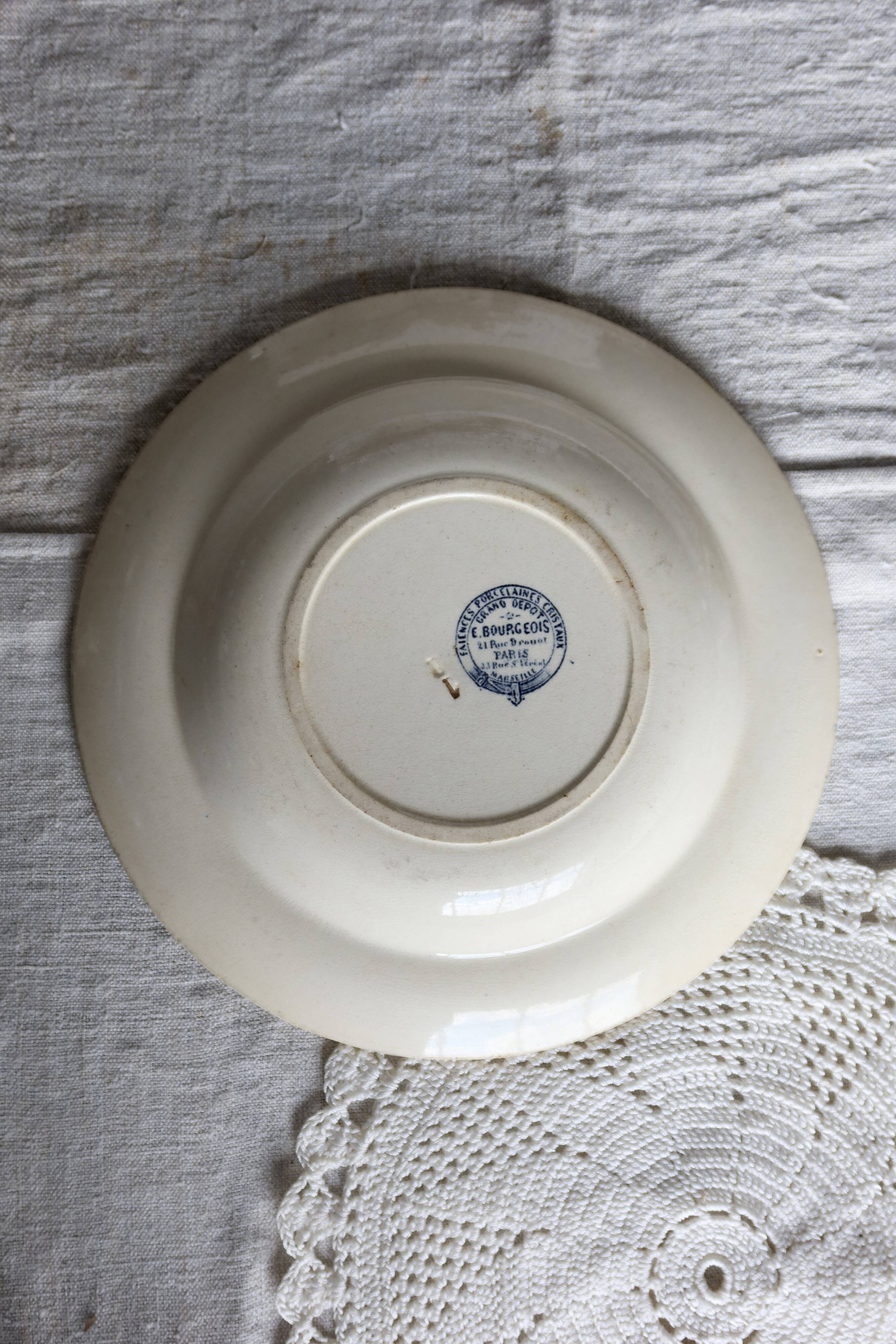 Old ironstone soup plate – Grand Dépôt Émile Bourgeois