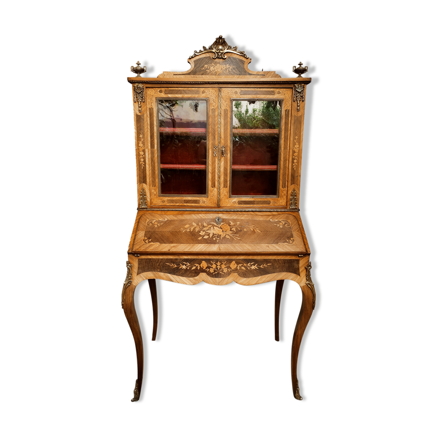 Secretary with marquetry library