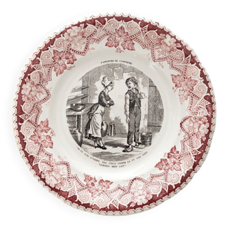 Assiette parlante terre de fer KG Lunéville