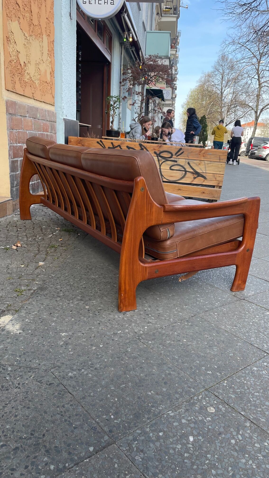 Scandinavian teak and leather sofa from the 70s