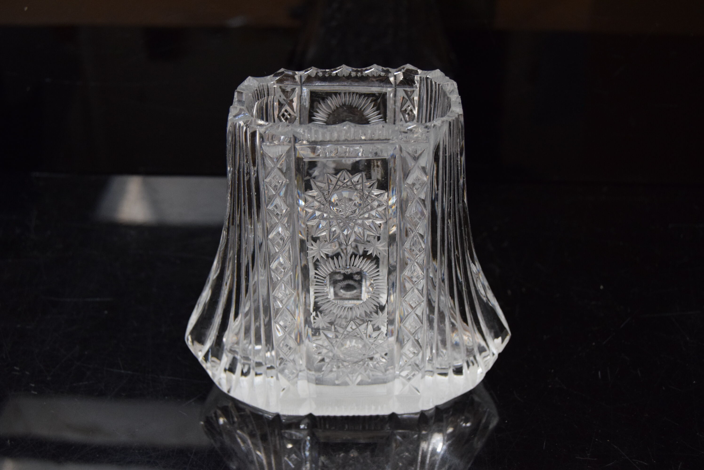 Vase,cut crystal glass,bohemia in the 1960's.