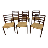 6 Niels Otto Moller chairs model 85 in rosewood