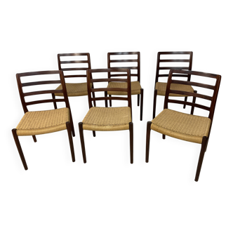 6 Niels Otto Moller chairs model 85 in rosewood