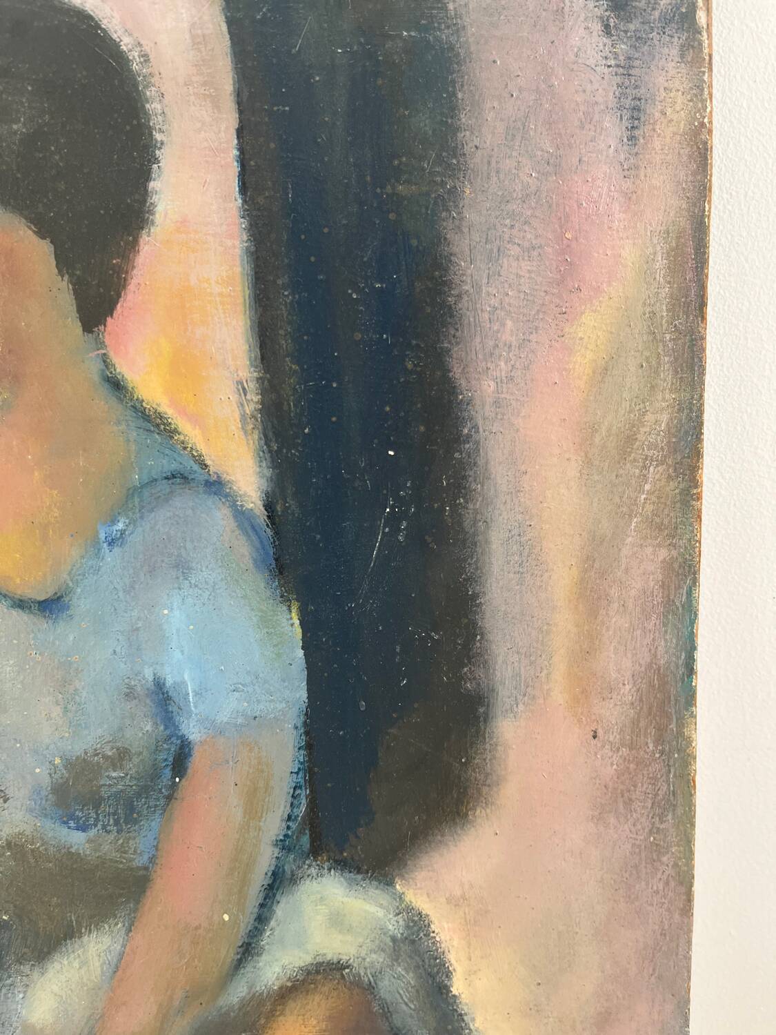 Oil on wood panel, Woman seated