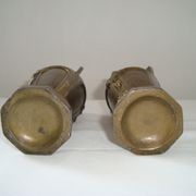 Pair of Small Cast Iron Vases Patterns Grapes Vines France Vintage Art Nouveau