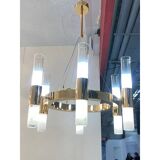 Contemporary Gold Ring Chandelier With Gradient White and Carrara Marble Glasses by Simoeng
