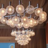 Large chromed spider Sputnik lamp with 24 hand-blown ice glass balls from Ott International, Germany, 1960s.