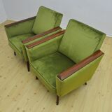 Mid-century velor armchairs, 1960s