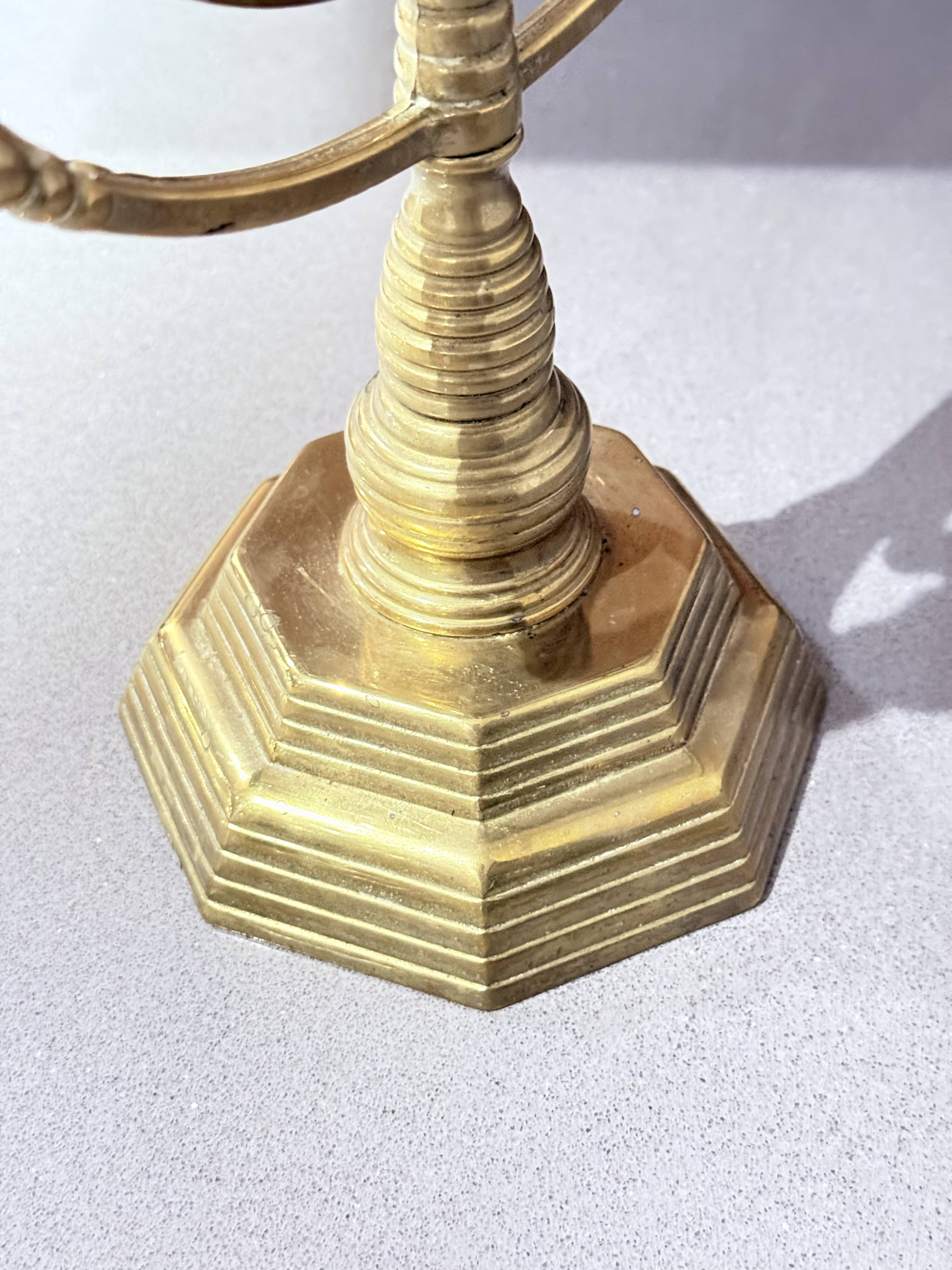 Vintage Candelabras 9 Branch Menorah Jewish Judaica Golden Candle Holders Brass