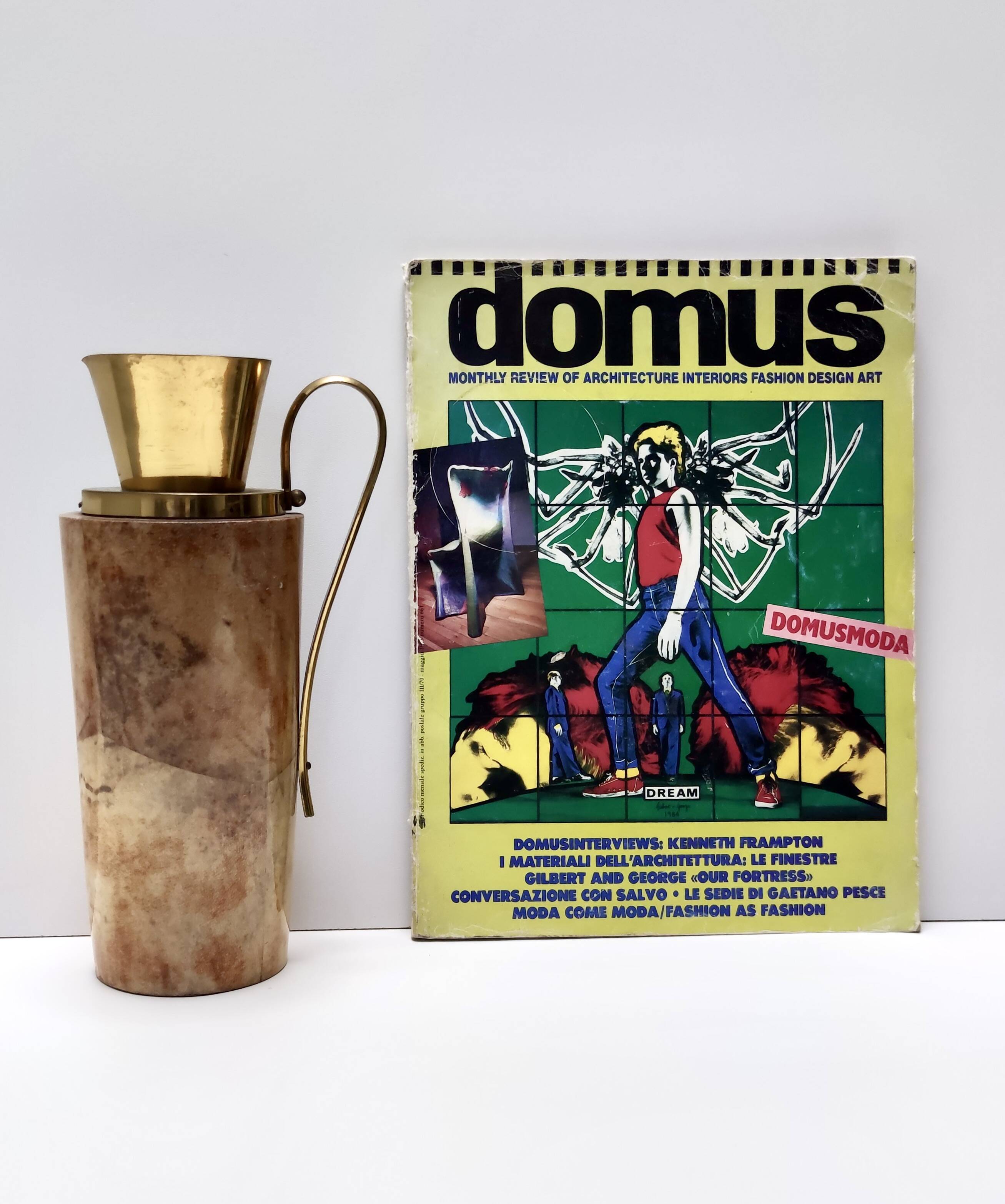 Turned Beech and Parchment Thermos / Jug by Aldo Tura for Macabo, Italy