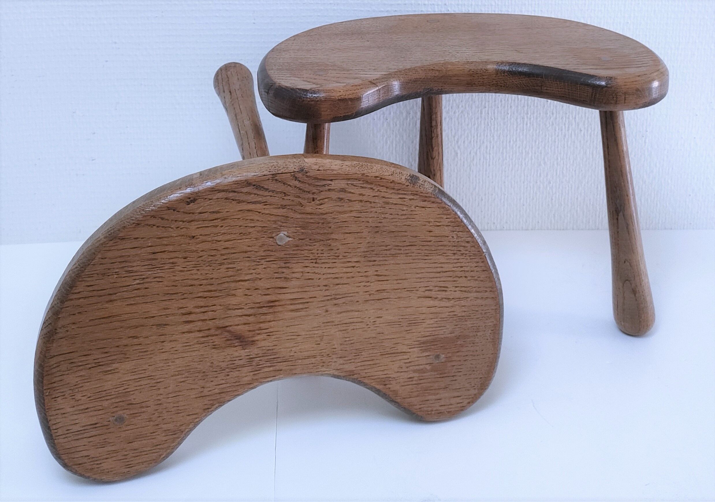 Pair of tripod stools feet solid wood solid wood vintage design