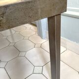 Roger Capron Herbier - Rectangular coffee table with patinated steel frame
