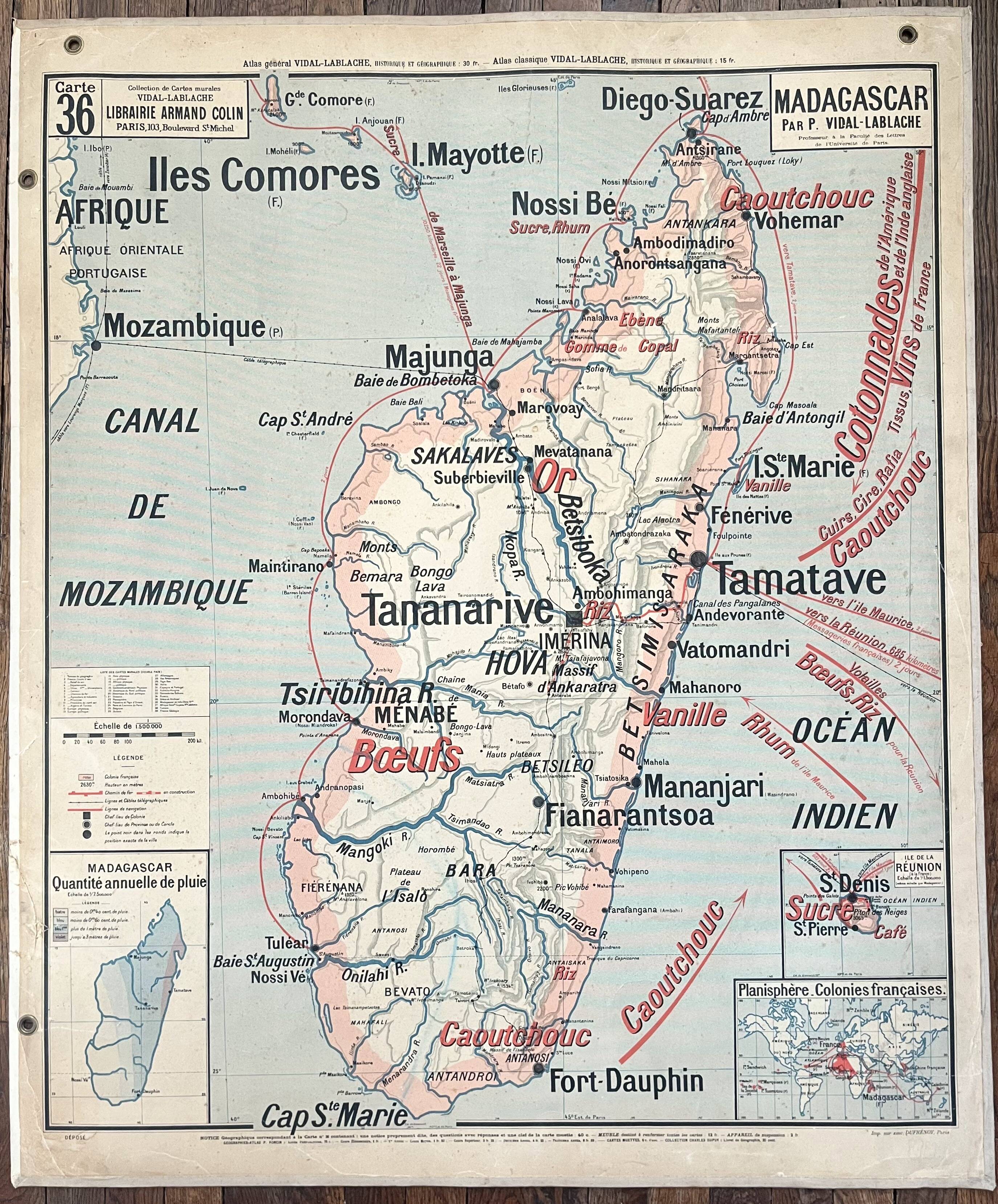 Old school map Vidal-Lablache 36, 1914, T14 – French Indochina