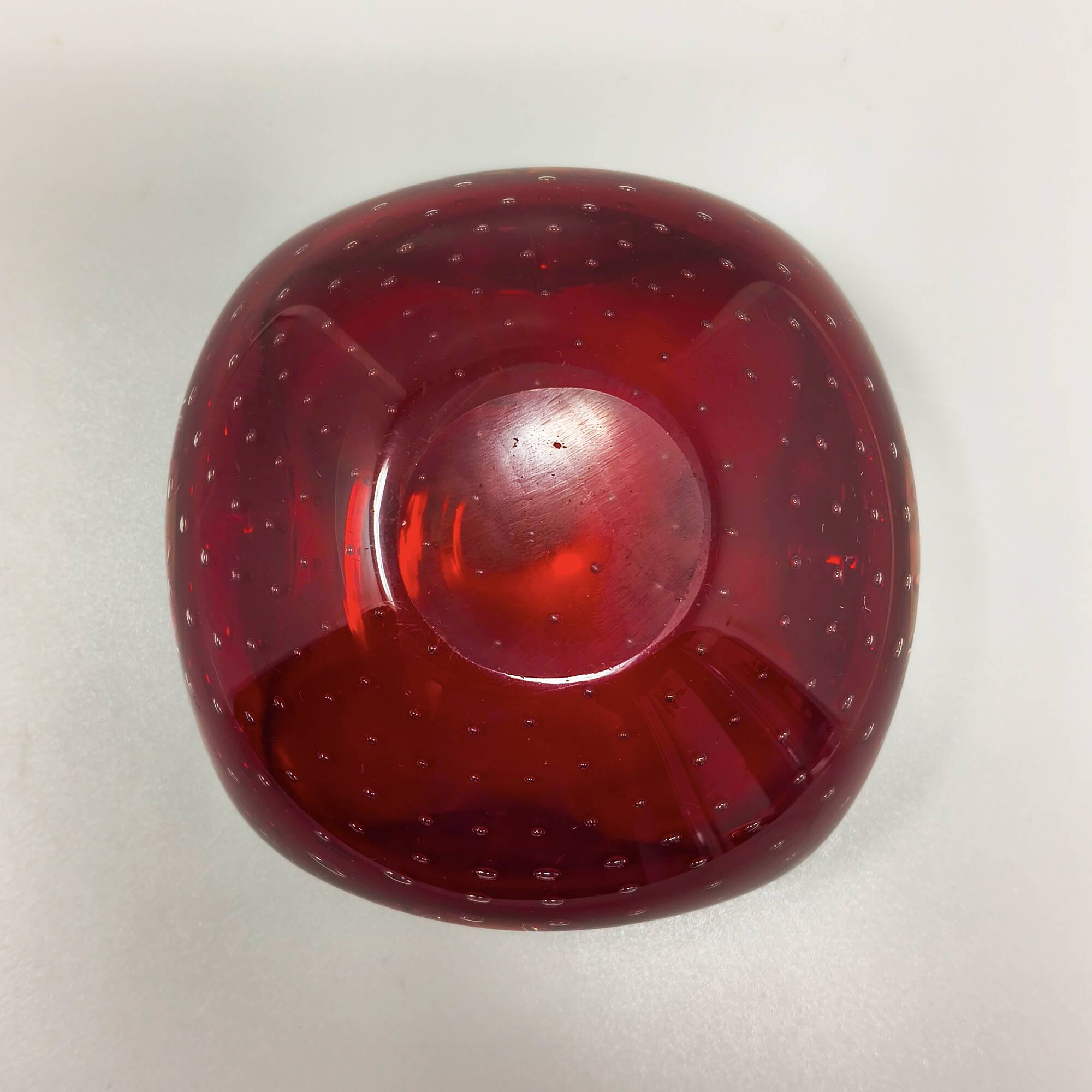Cendrier ou vide-poches en verre de Murano Bullicante rouge des années 1960 par Fla