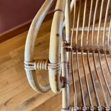 Adult armchair, vintage rattan and bamboo from the 60