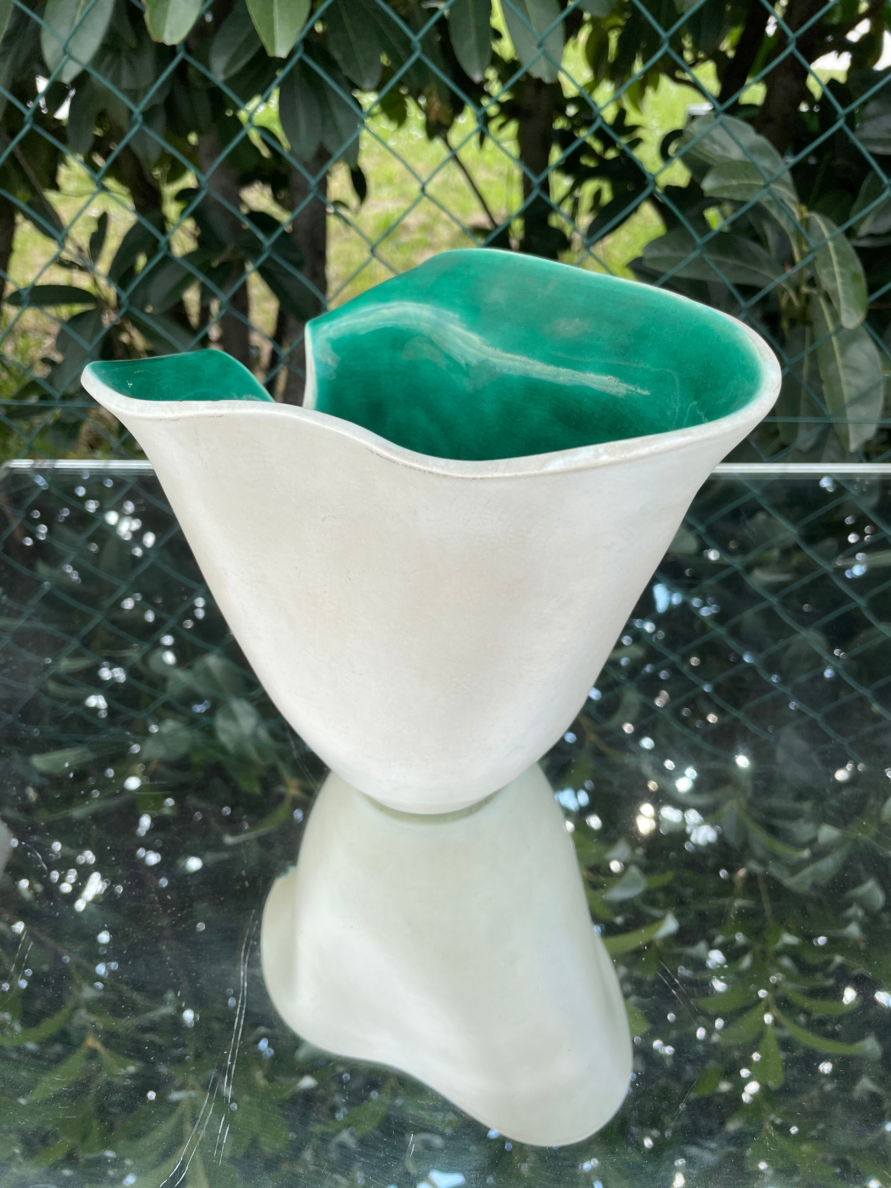 Elchinger white and green vase