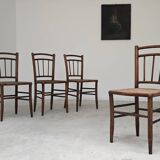 Set of 4 old Thonet style cane bistro chairs from the 1930s