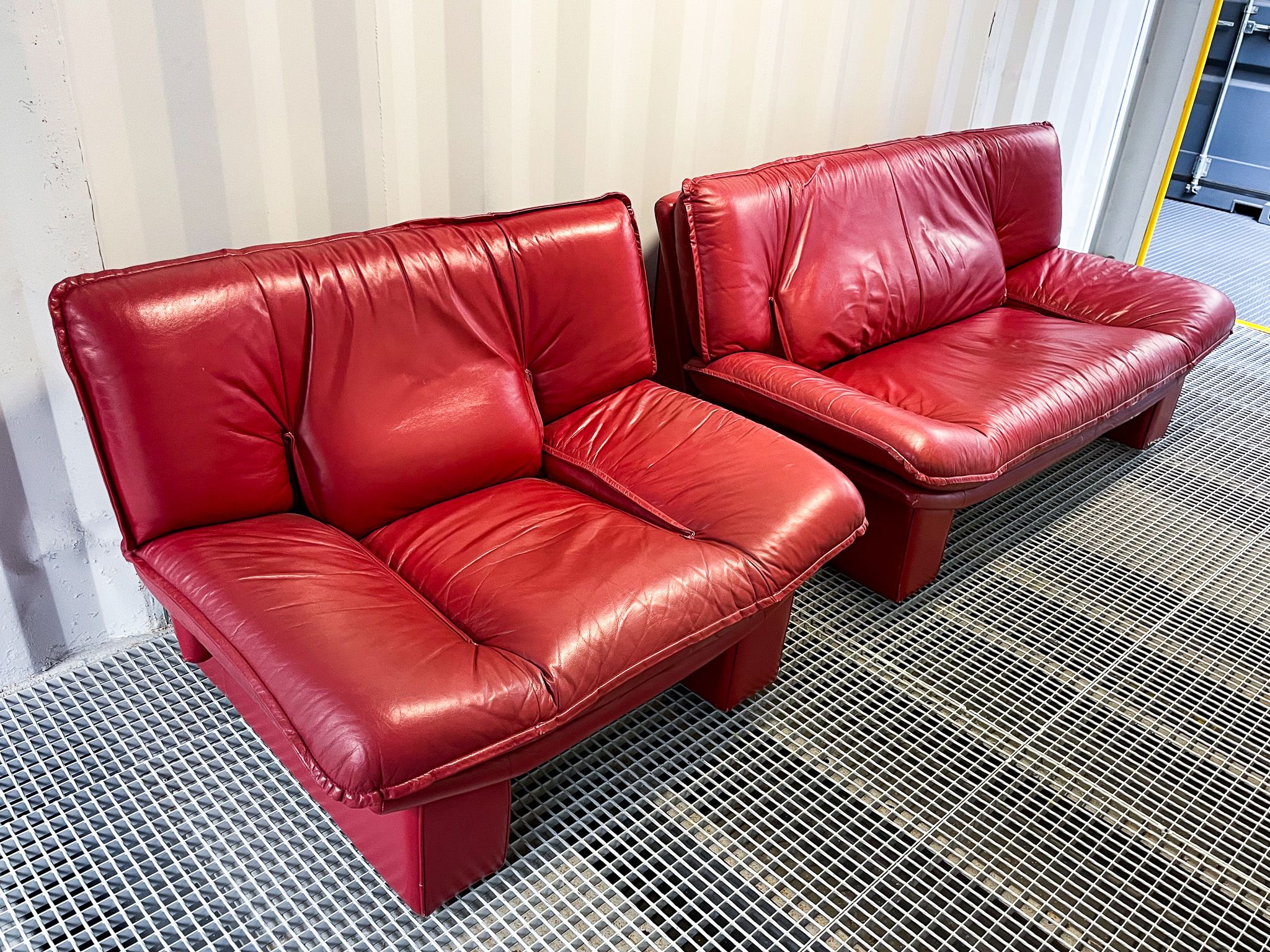 Nicoletti Salotti Italian Designer - Armchair and sofa set 2 places in red leather
