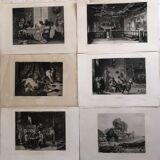 1 lot 6 prints revue l'art late 19th century: importun, desmoulins, cabaret, venice, chaumieres, menetrier