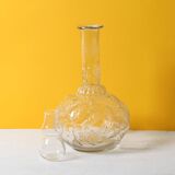 Carafe à vin en verre à motifs de roses, Empoli, Italie, années 1950