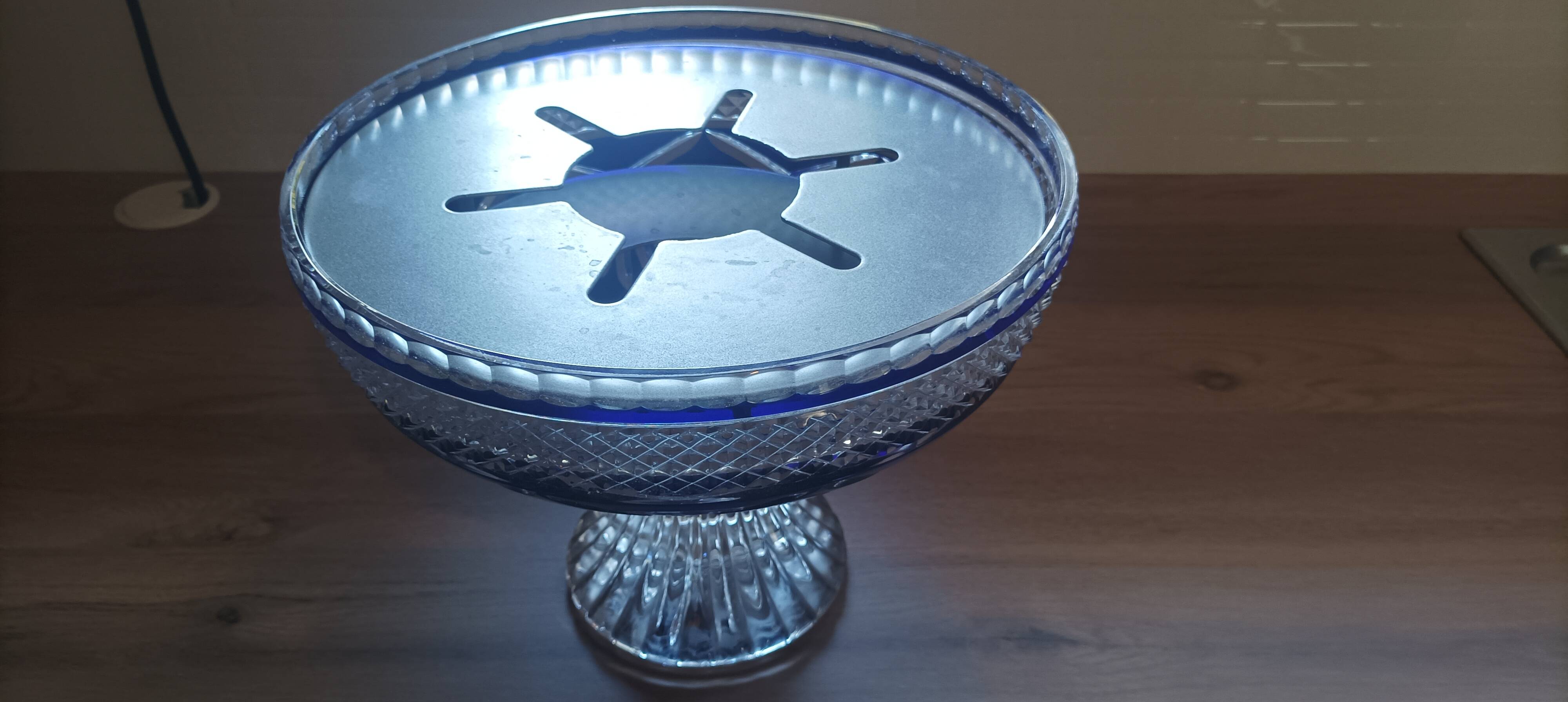 Champagne cellar in blue crystal from Lorraine