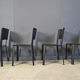 Chaises de salle à manger vintage en cuir noir, Italie, années 1980.