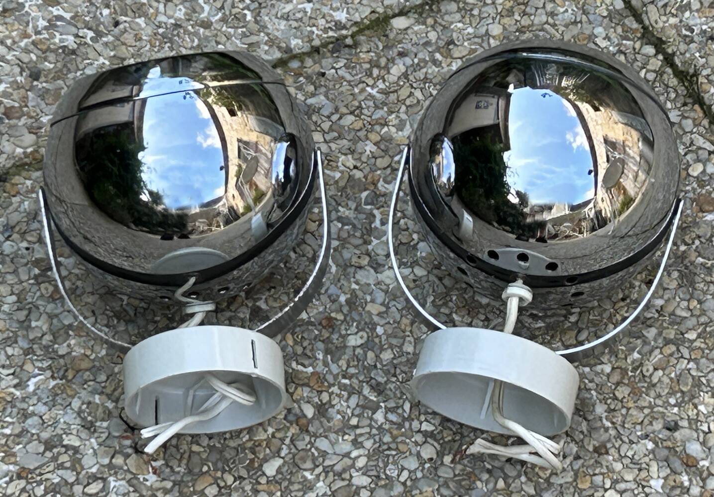 Pair of eye ball wall lights, space age, chrome, vintage, 70s