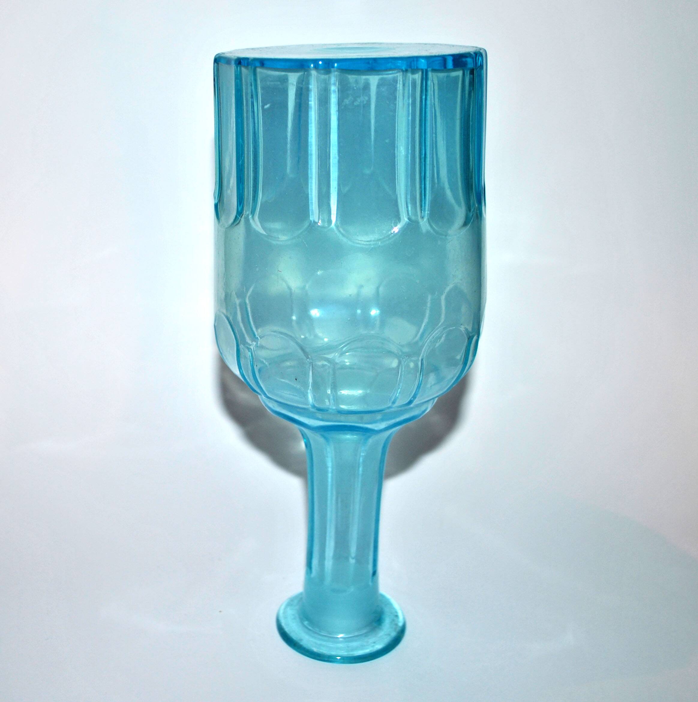 Vintage turquoise blue molded glass carafe 24cm