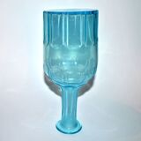 Vintage turquoise blue molded glass carafe 24cm