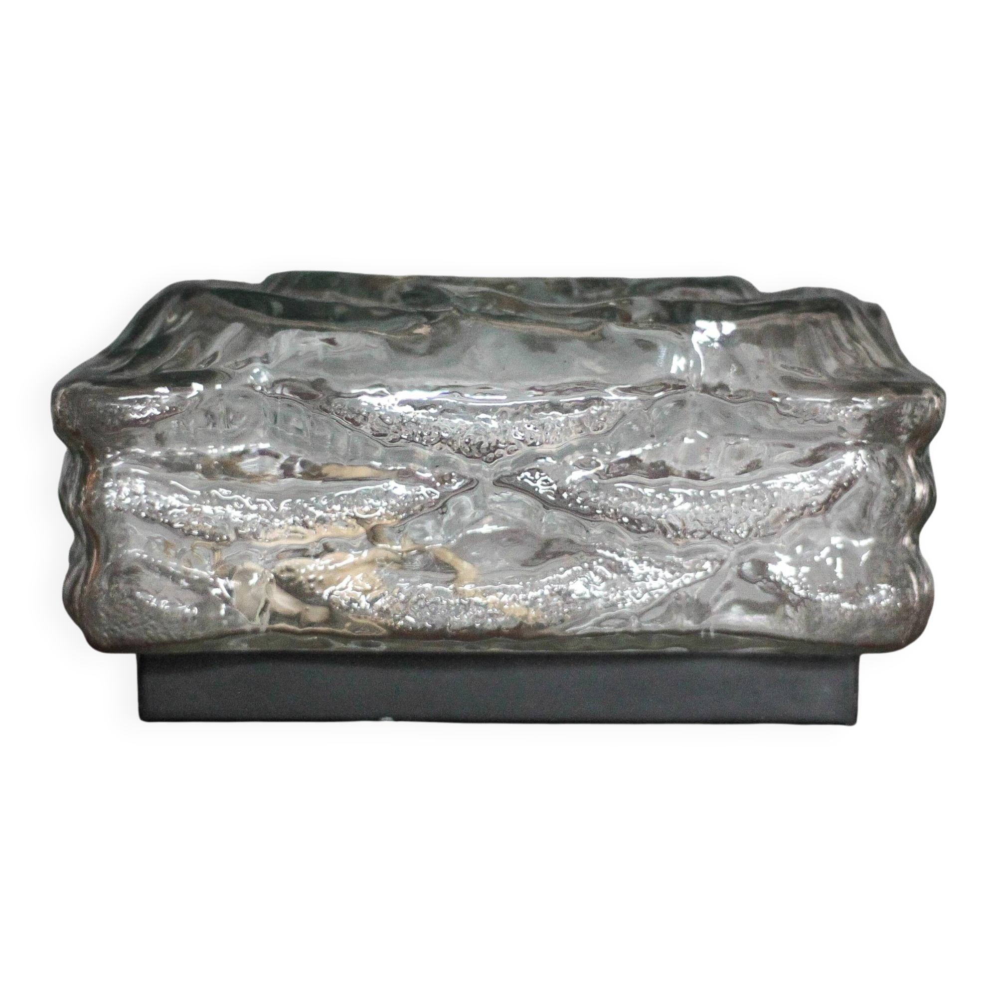 Vintage wall light, vintage ceiling light, thick pressed molded glass wall light