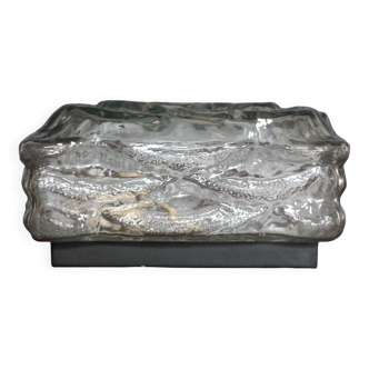 Vintage wall light, vintage ceiling light, thick pressed molded glass wall light