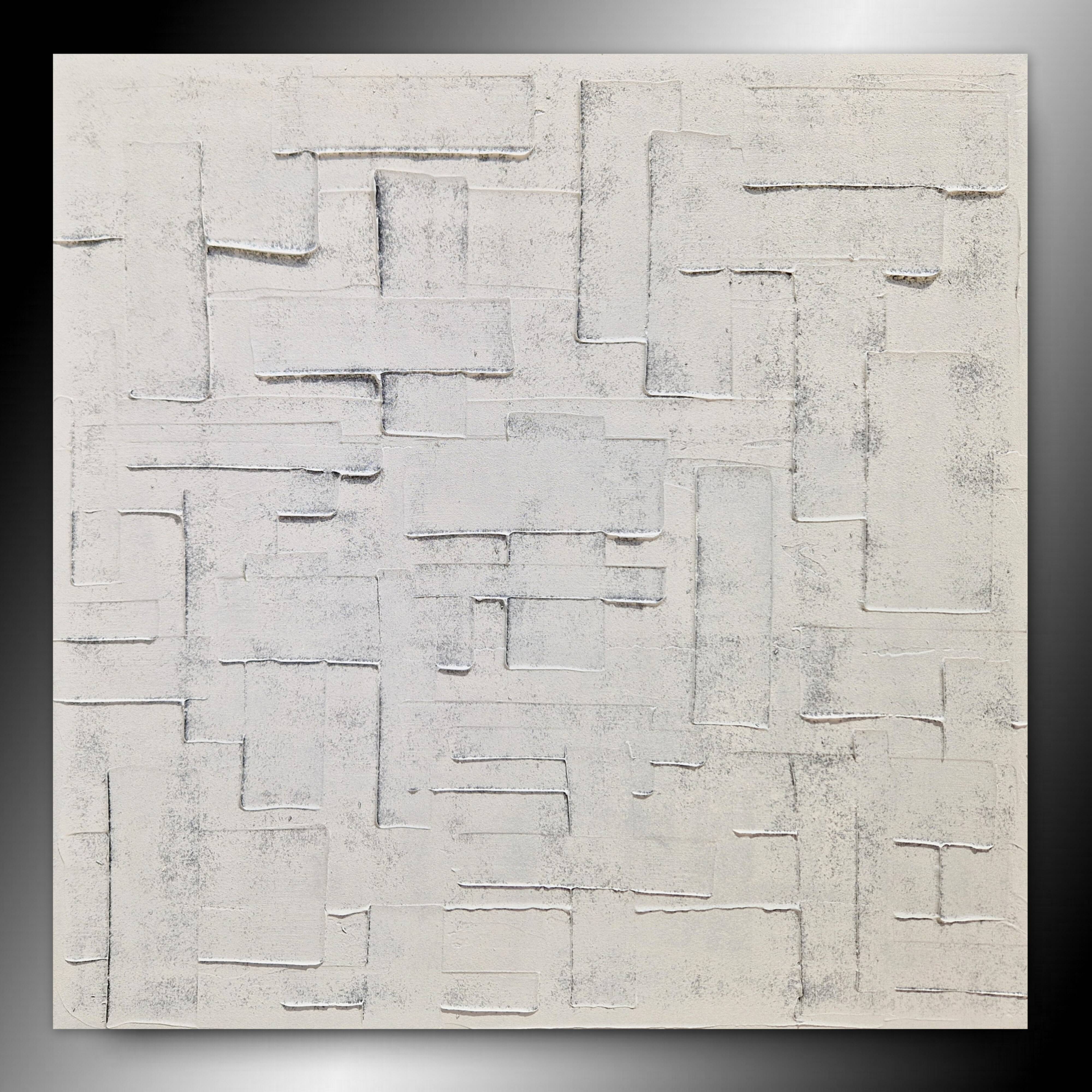 Minimalist monochrome abstract painting white
