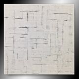 Tableau peinture abstraite monochrome minimaliste blanc