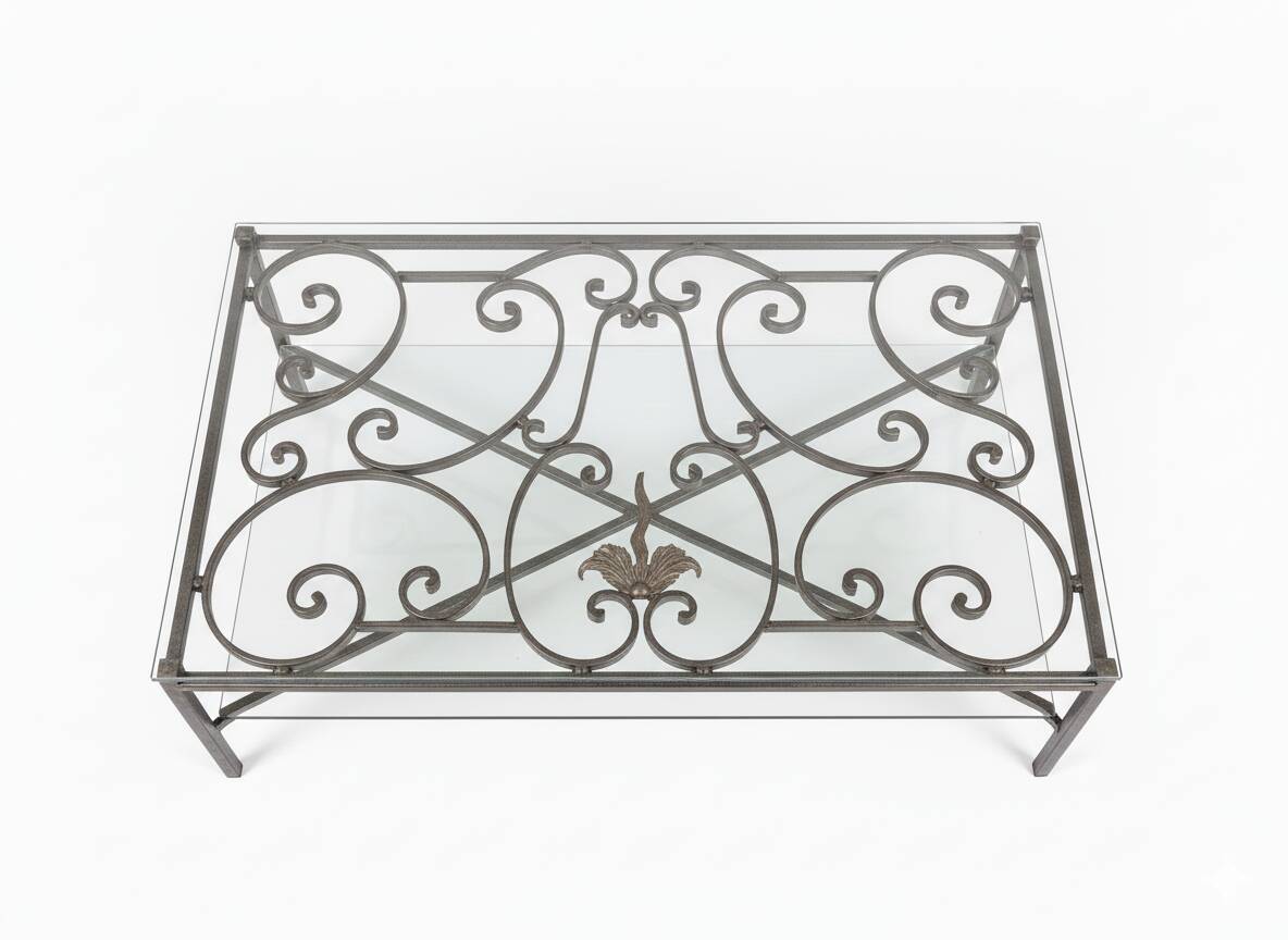 Wrought iron coffee table – Old Parisian balcony railing