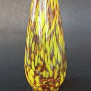Vase conique verre de Murano moucheté jaune 1970