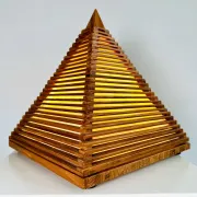 Teakwood Pyramid Table Lamp, Italy, 1970S