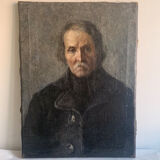 Portrait d’homme, peinture à l’huile école hongroise, xixe siècle