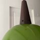 Vintage half globe pendant light in green opaline, imitation teak elements, 50s/60s