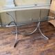 Living room table in smoked glass and vintage metal