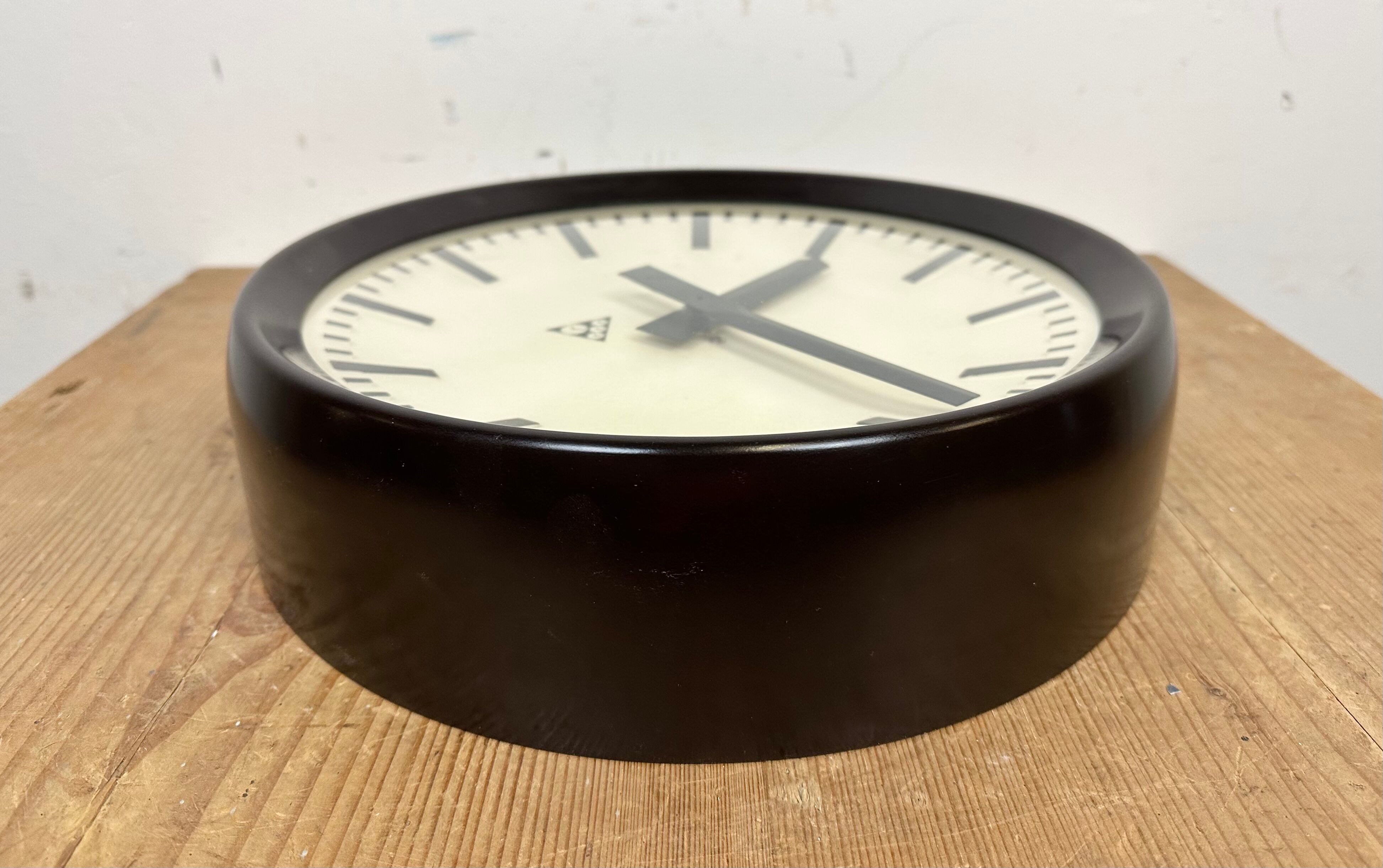 Industrial Bakelite Factory Wall Clock from Pragotron, 1960s