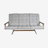 Scandinavian original Sofa, 1960s, vintage, fully restored, light grey fabric