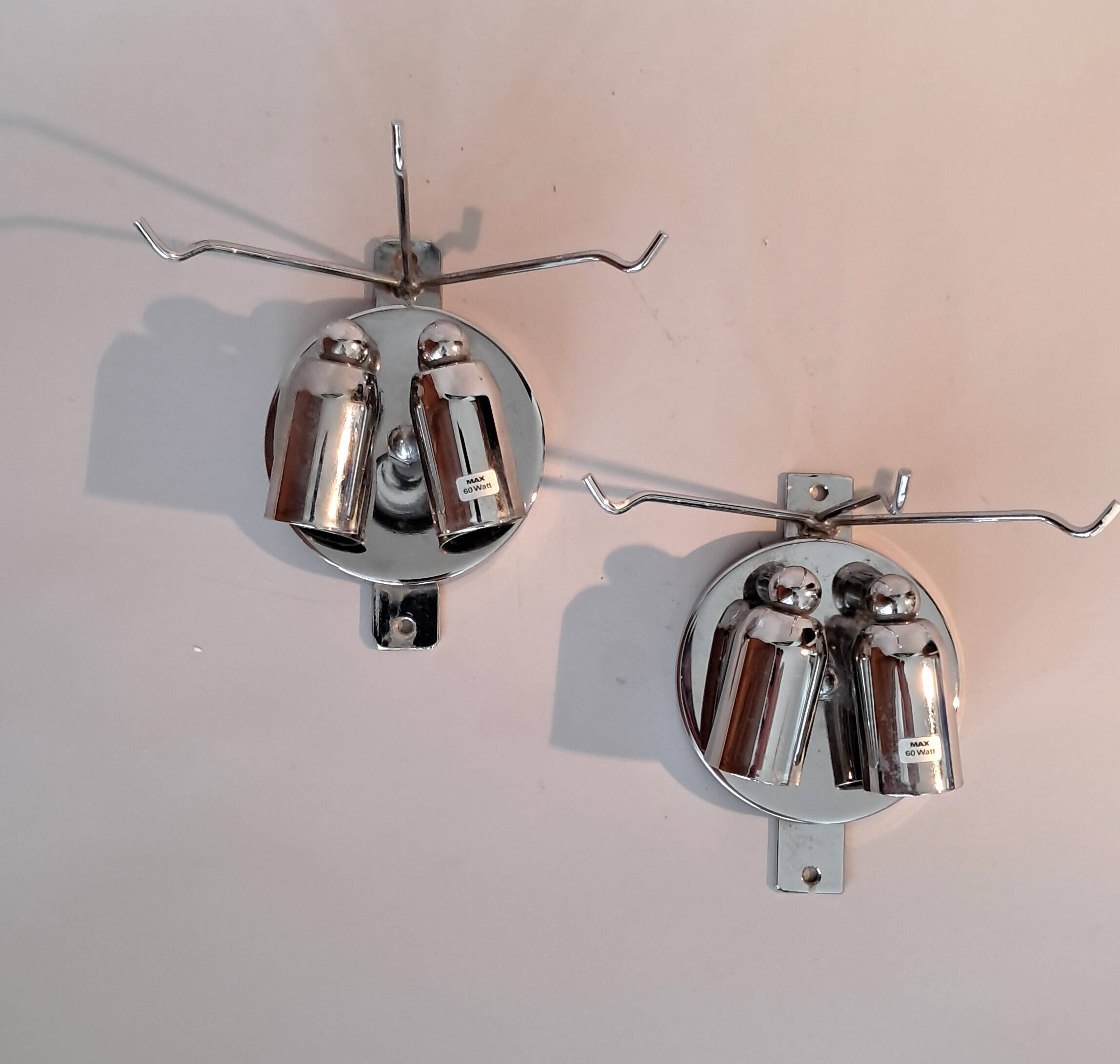 Pair of Novaresi 2-light Murano glass wall lights, Milan 1970.