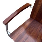 Ensemble vintage de quatre chaises design en hêtre massif chrome