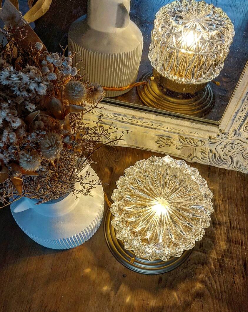 Vintage chiseled glass lamp