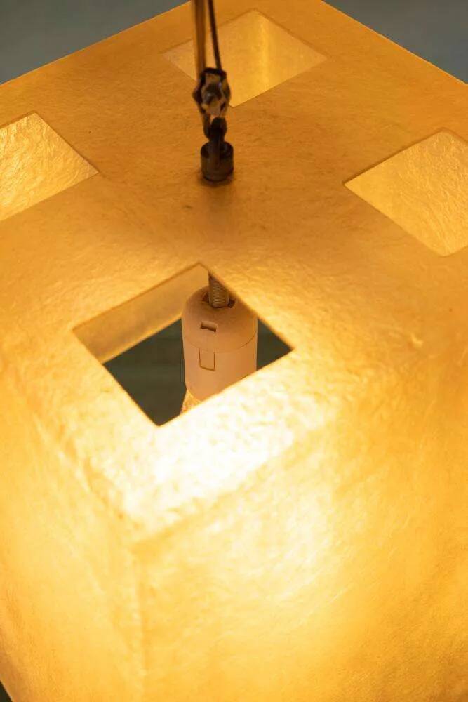 Vintage minimalist pendant lamp in fibreglass, Roche Babois