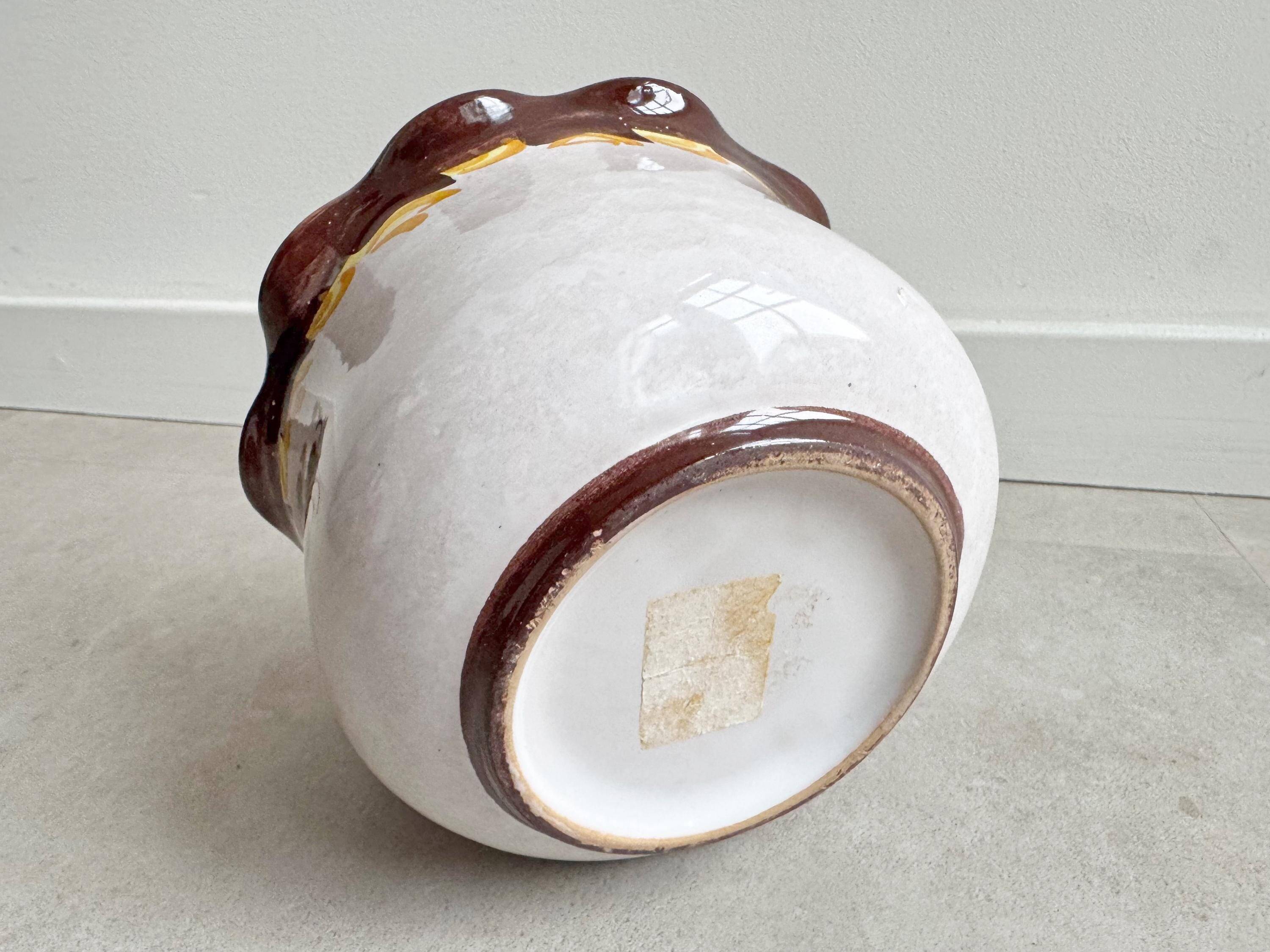 Vintage Italian ceramic planter with a floral decor